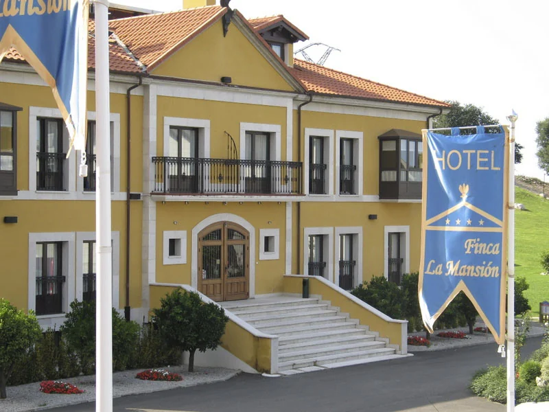 Hotel main entrance and facade balconies
