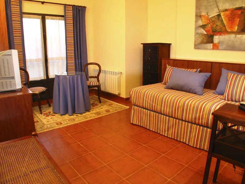 Sofa and seating area in a hotel room