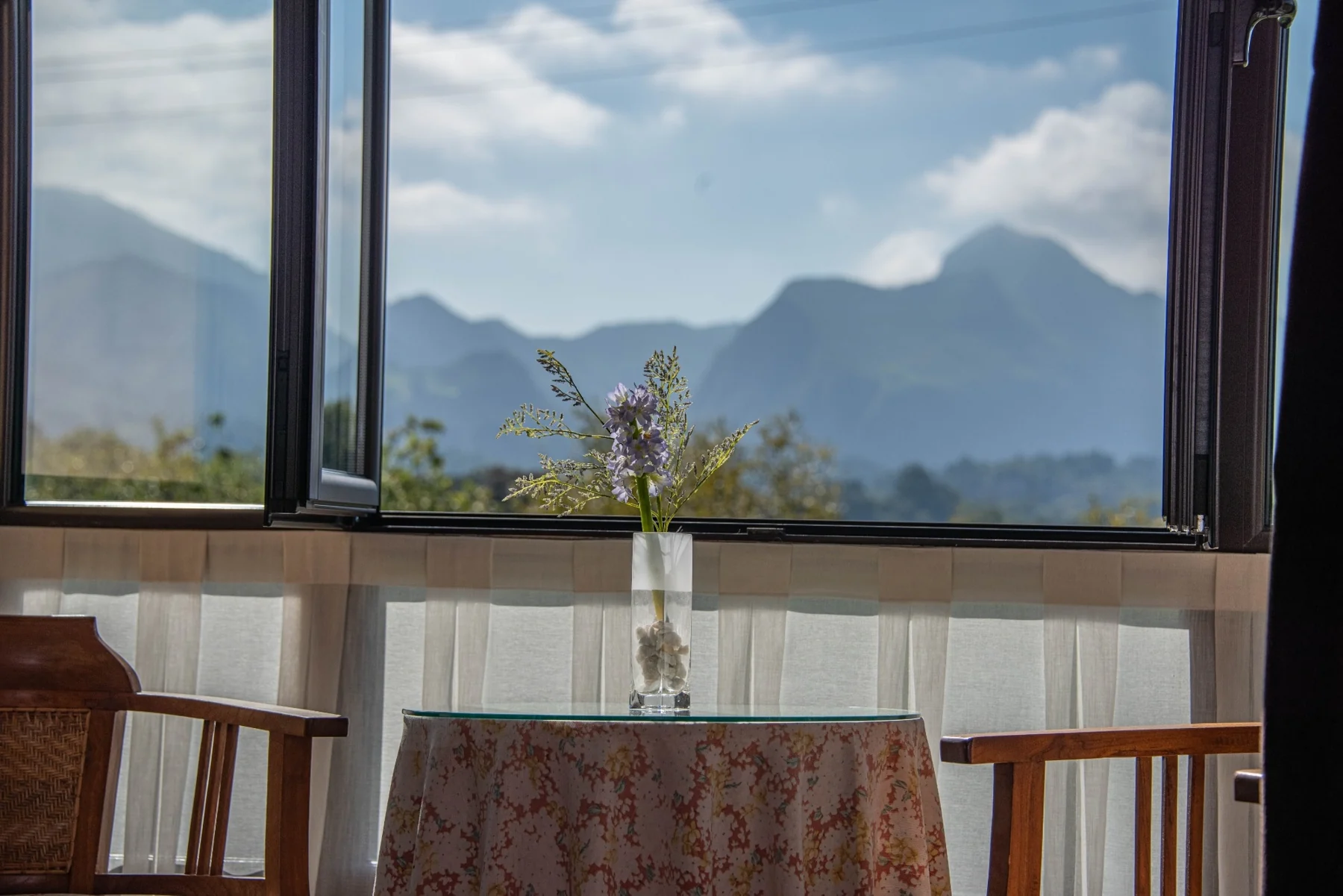 Table beside the window overlooking the Sierra del Cuera